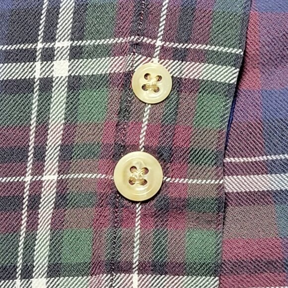 Tommy Hilfiger Mens Purple White Green Plaid Long Sleeve Button Up Shirt Size XL - Picture 4 of 12